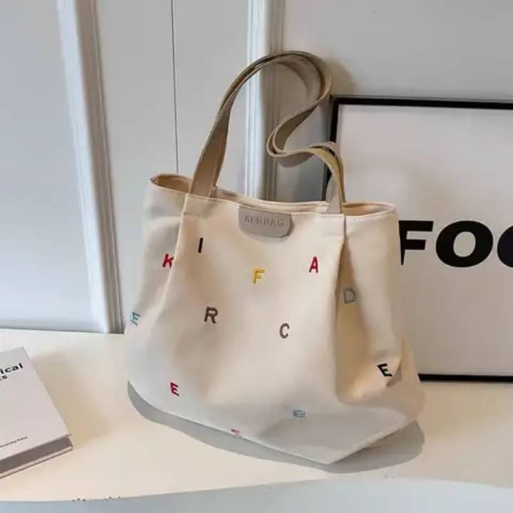 Tote Bag Écru – Alphabet Coloré